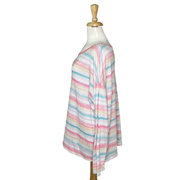 HAPTICS by Holly Harper Sweater Striped Pastel Cheetah Lightweight 1X - Picture 2 of 7